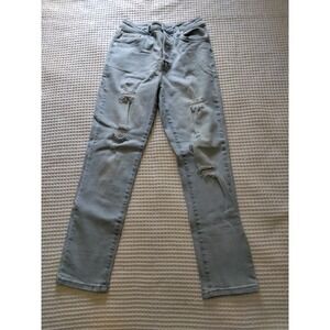Forever 21 Light Wash Distressed Button Flly Jeans Size 27